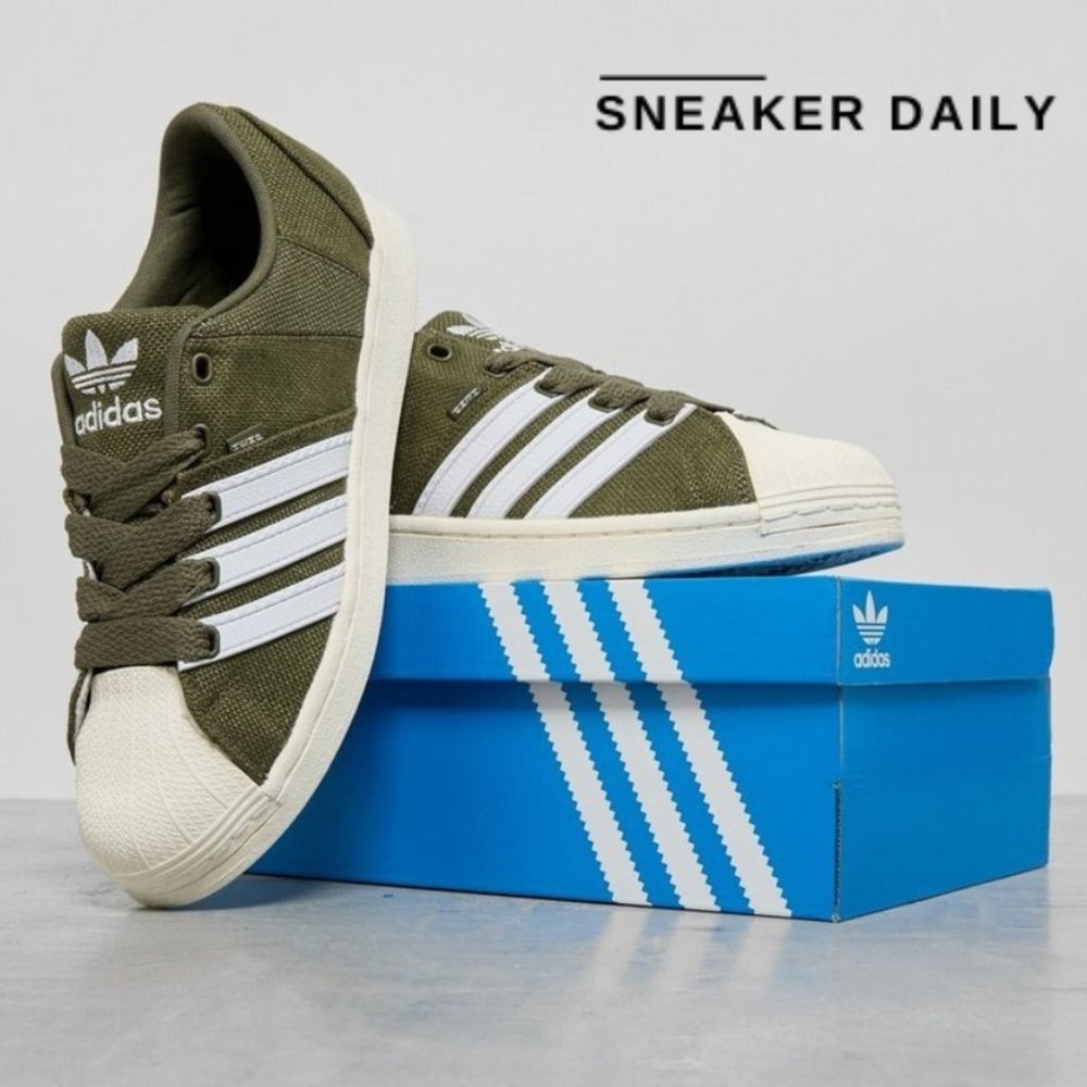 Men ADIDAS SUPERSTAR SUPERMODIFIED SHOES Olive Strata / Cloud White FZ6367 Multi